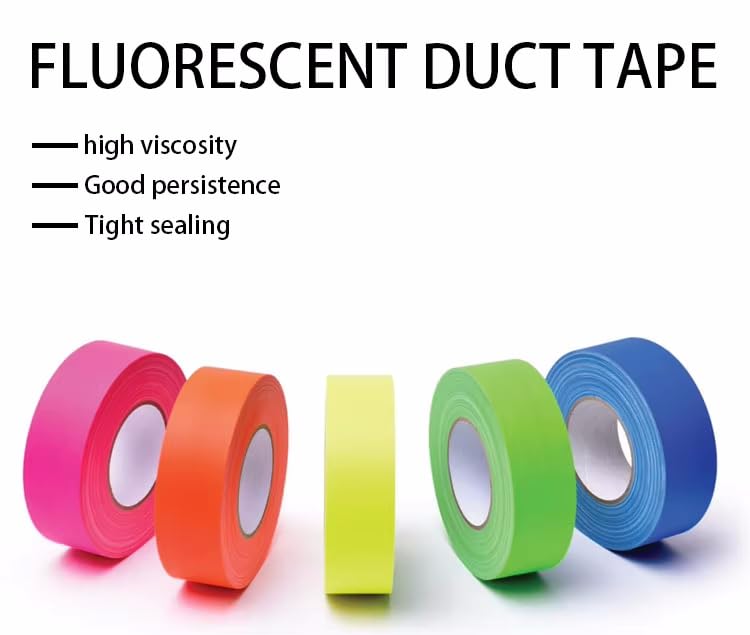 AISEY Neon Gaffer Cloth Tape, Fluorescent Colors Pro Gaff Tape Duct Tape UV Blacklight Glow in The Dark Tape for UV Party 0.6 inch x 33 feet, 5 Pack - Image 4